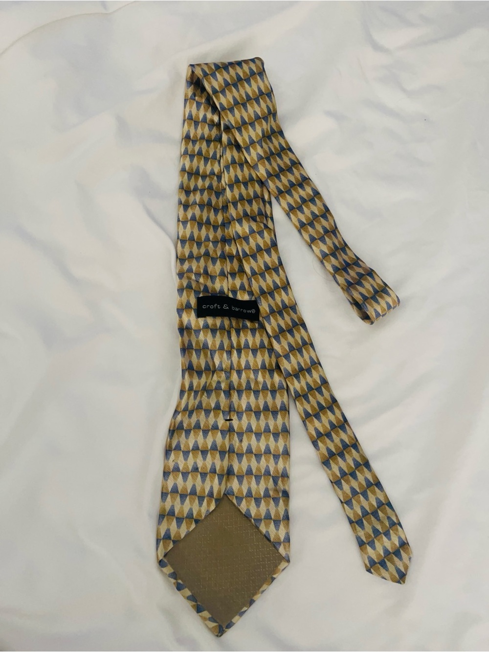 croft & barrow Blue and Gold Geometric 100% Silk Tie